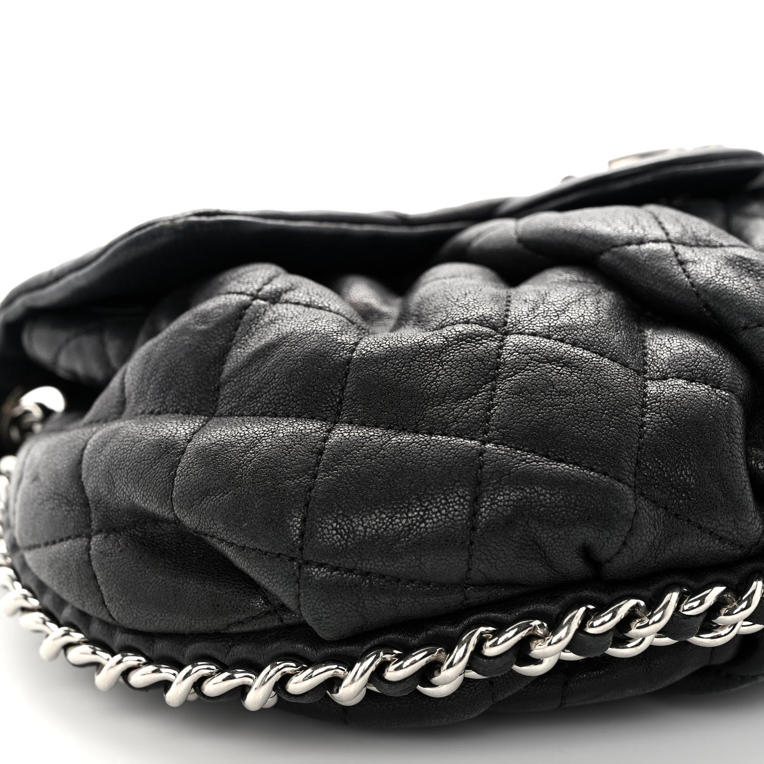 Chanel Washed Lambskin Quilted Medium Chain Around Messenger Black 9 of 11