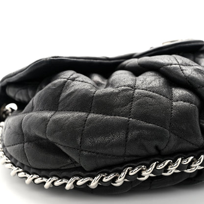 Chanel Washed Lambskin Quilted Medium Chain Around Messenger Black 9 of 11