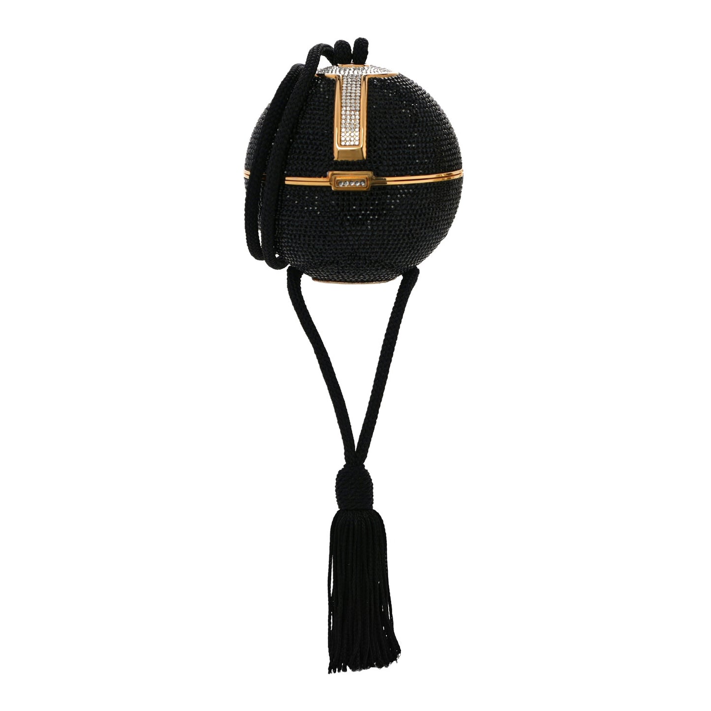Swarovski Crystal Disco Ball Minaudiere Clutch Black Gold