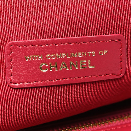 Chanel Lambskin Quilted Large Cosmetic Case Red 7 of 9