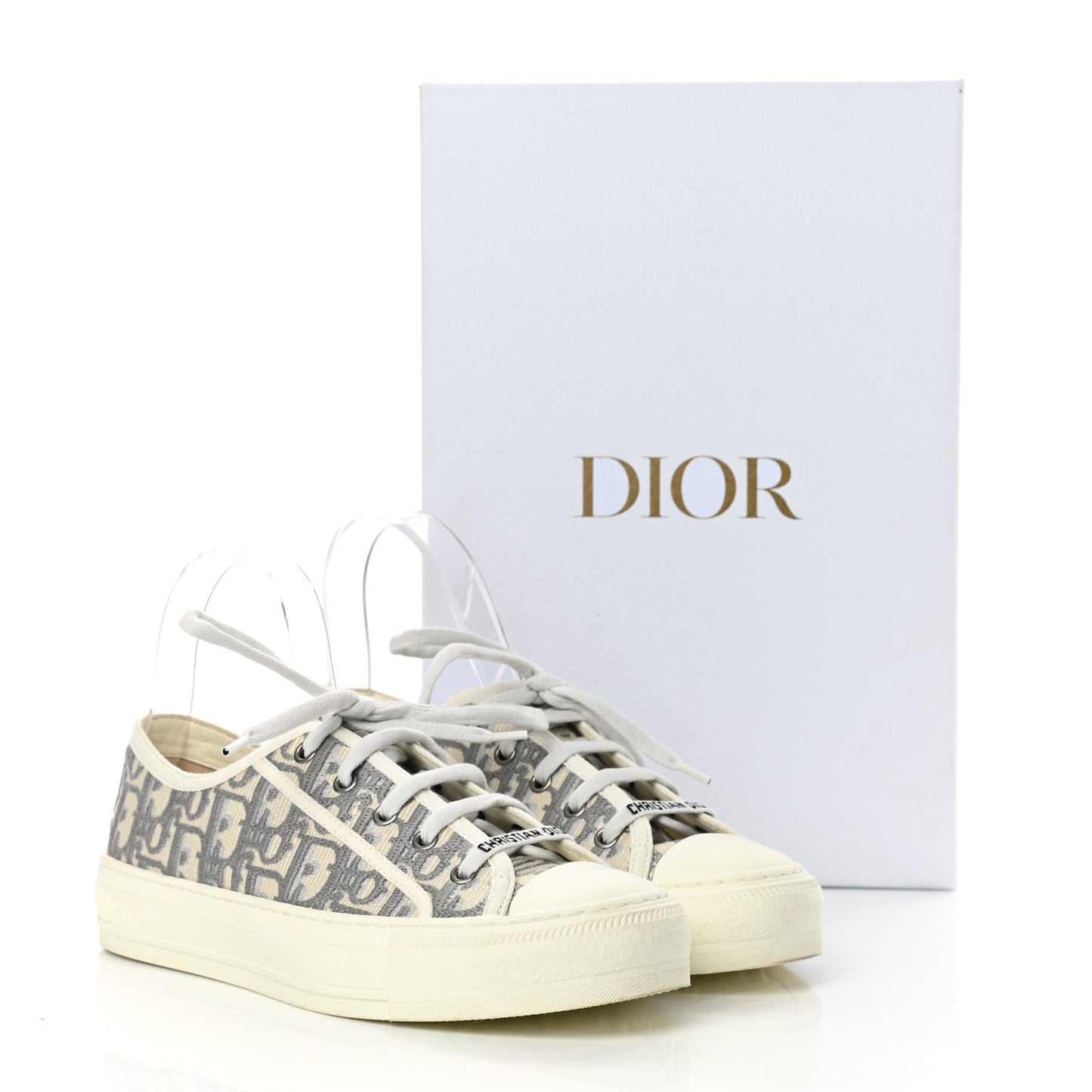 Canvas Oblique Walk'N'Dior Low Top Sneakers 38 Grey Stone