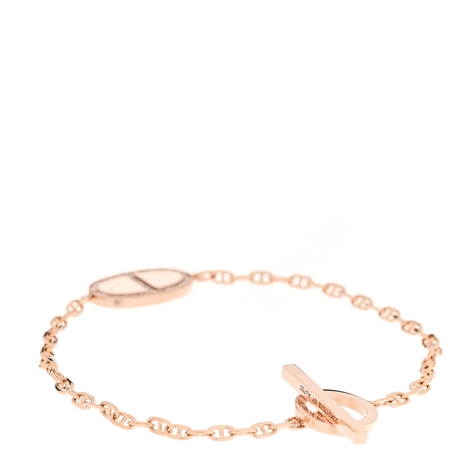 Hermes 18K Rose Gold Diamond Chaine d'Ancre Verso Bracelet ST 2 of 7