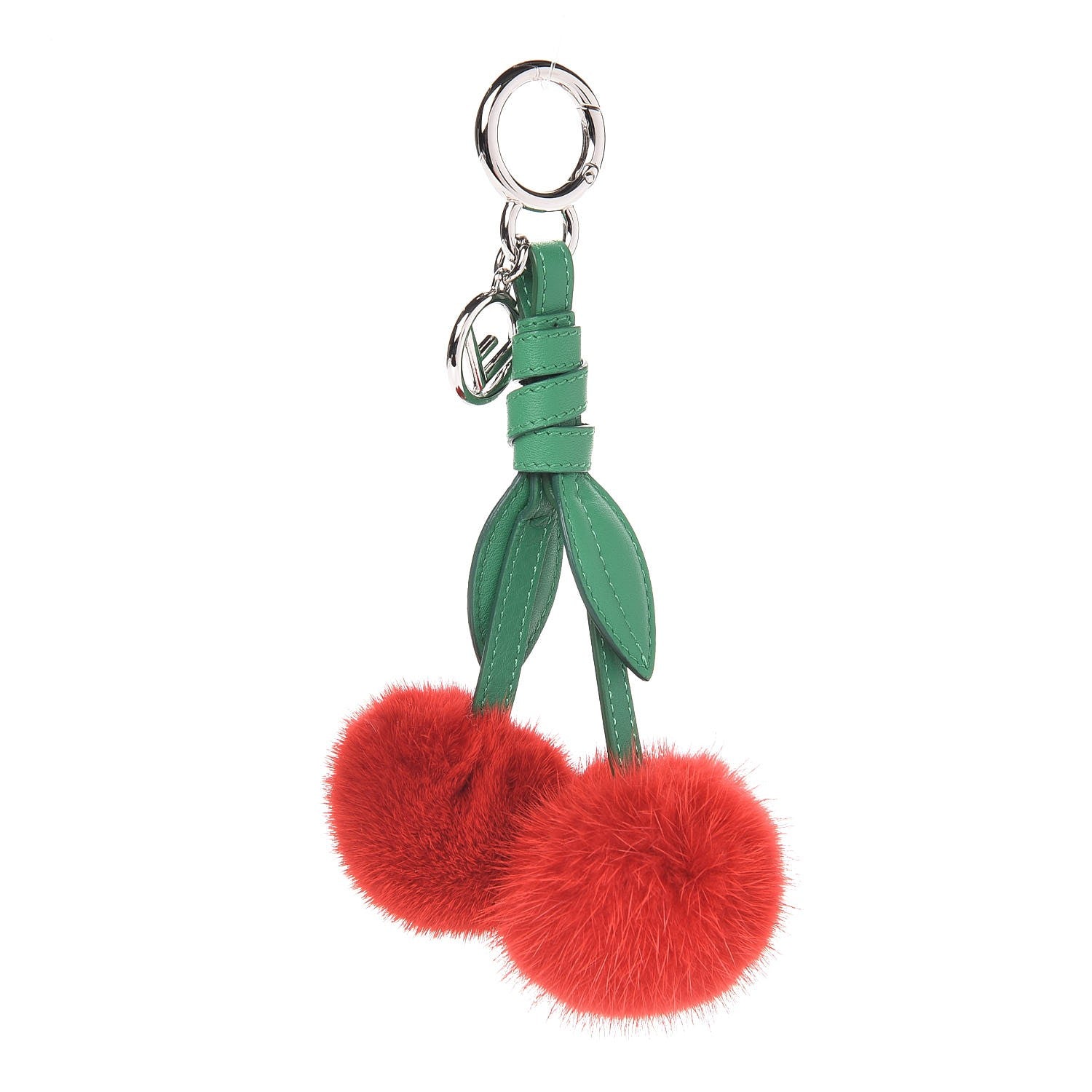 Fendi Mink Fur Vitello Dolce F is Fendi Cherry Bag Charm Strawberry Verde Band 1 of 4