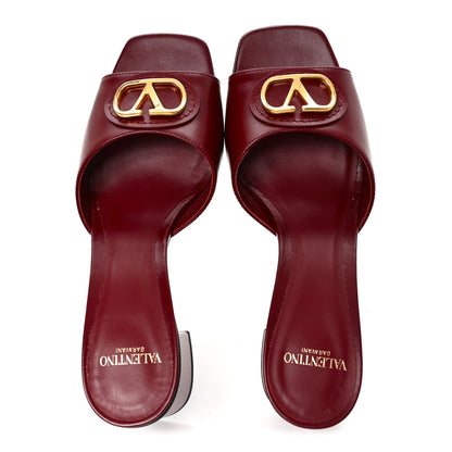 Valentino Garavani Calfskin VLogo 45mm Slide Sandals 38 Brick 2 of 9