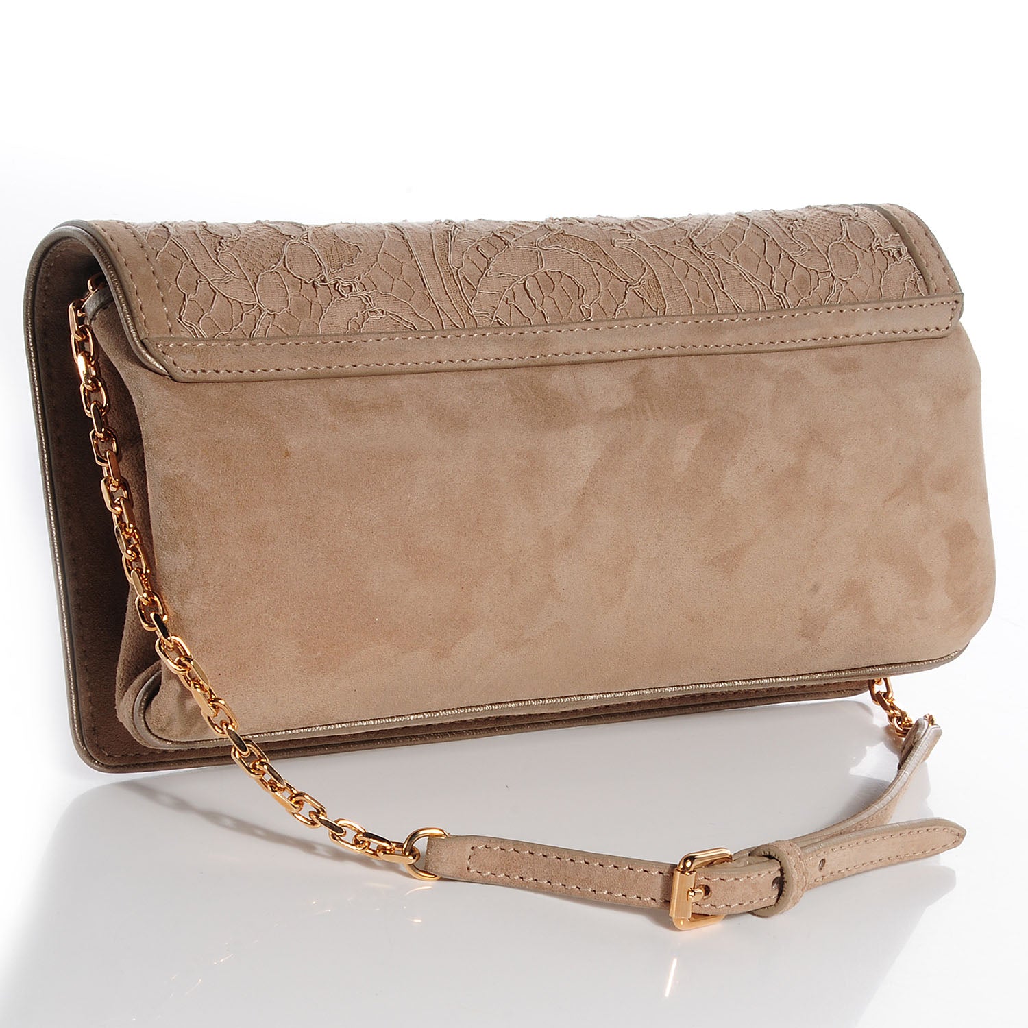 Burberry Suede and Lace Clutch Nude 3 of 8