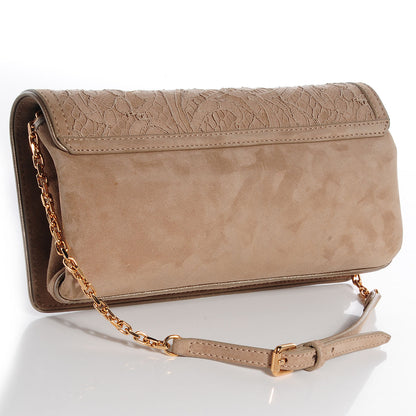 Burberry Suede and Lace Clutch Nude 3 of 8