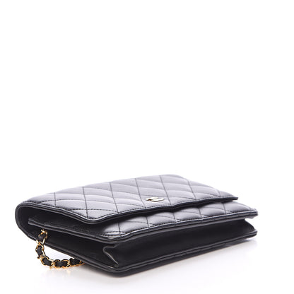 Chanel Lambskin Quilted Wallet On Chain WOC Black 3 of 14