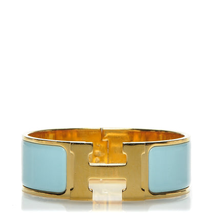 Hermes Enamel Wide Clic Clac H Bracelet PM Aigue Marine 1 of 6