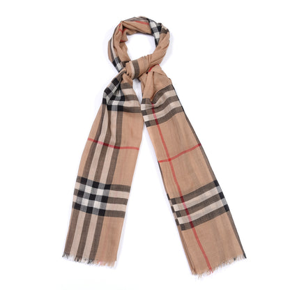 Burberry Wool Silk House Check Lightweight Scarf Camel 1 of 4