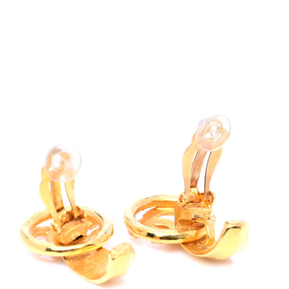 Chanel Metal Round CC Drop Clip On Earrings Gold 4 of 5