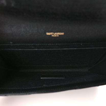 Saint Laurent Grain De Poudre Matelasse Chevron Monogram Envelope Clutch Black 5 of 10