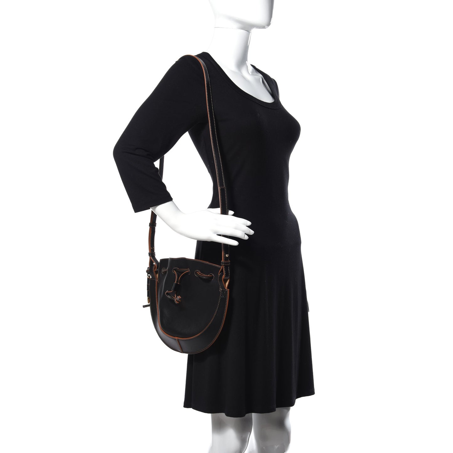 Nappa Horseshoe Bag Black Tan