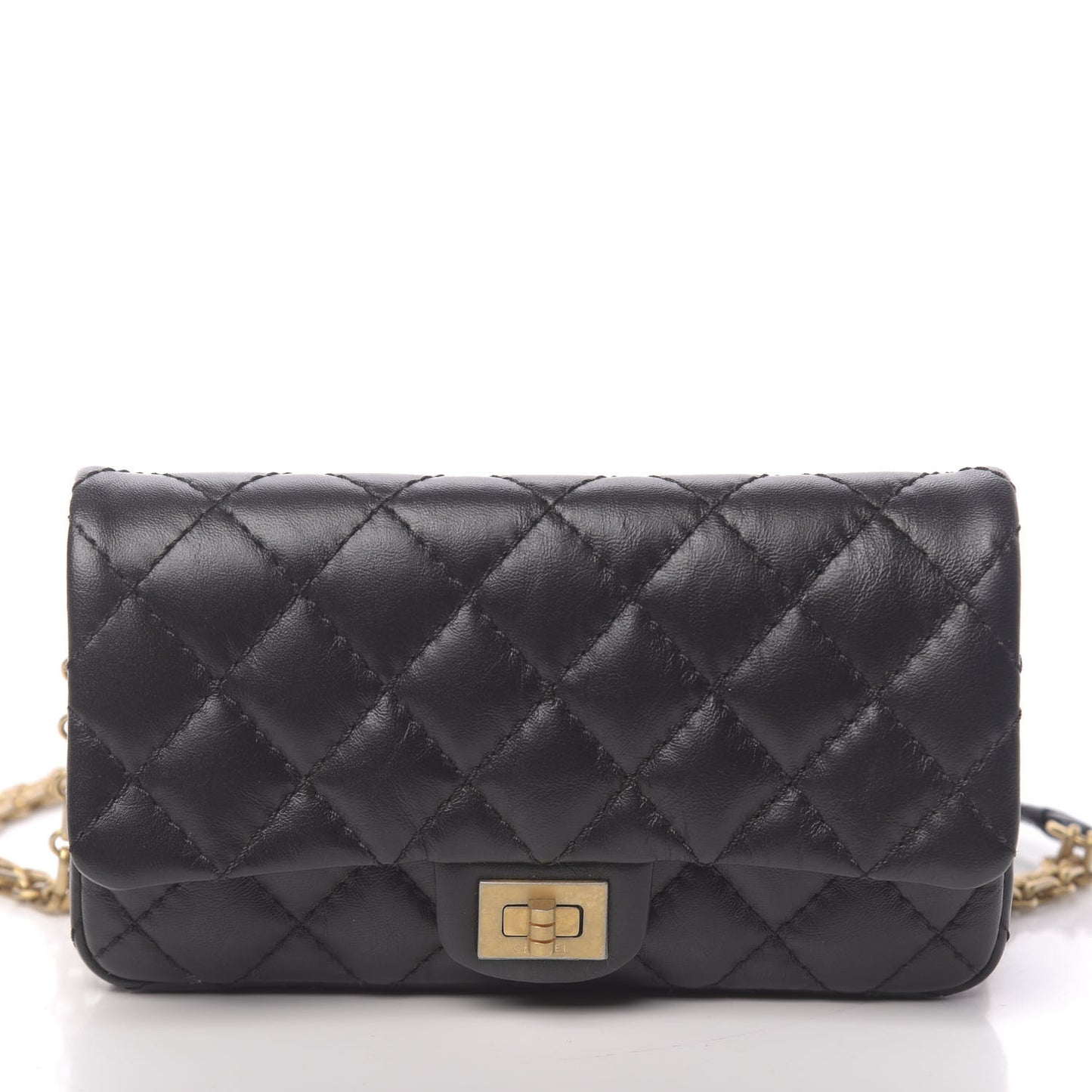 Aged Calfskin Quilted 2.55 Reissue Chain Waist Bag Black