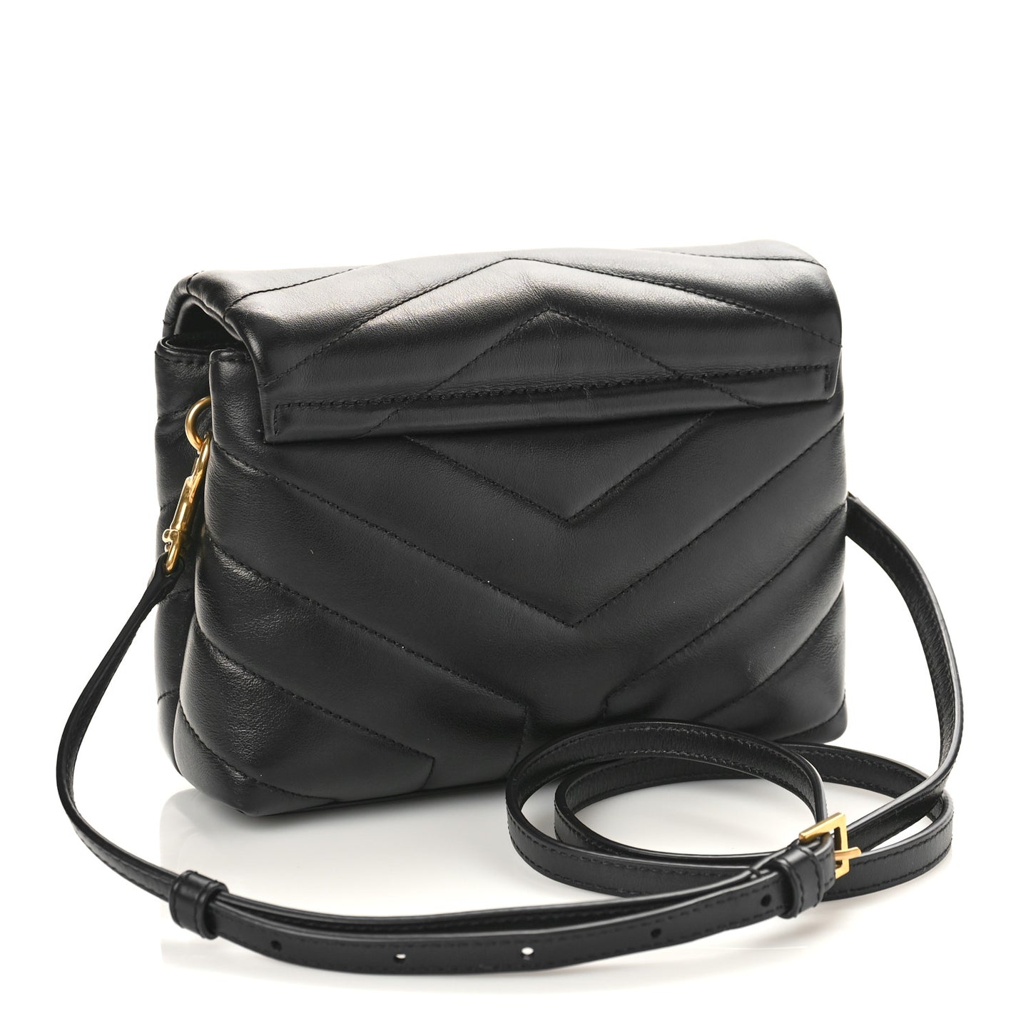 Calfskin Y Quilted Monogram Toy Loulou Crossbody Bag Black