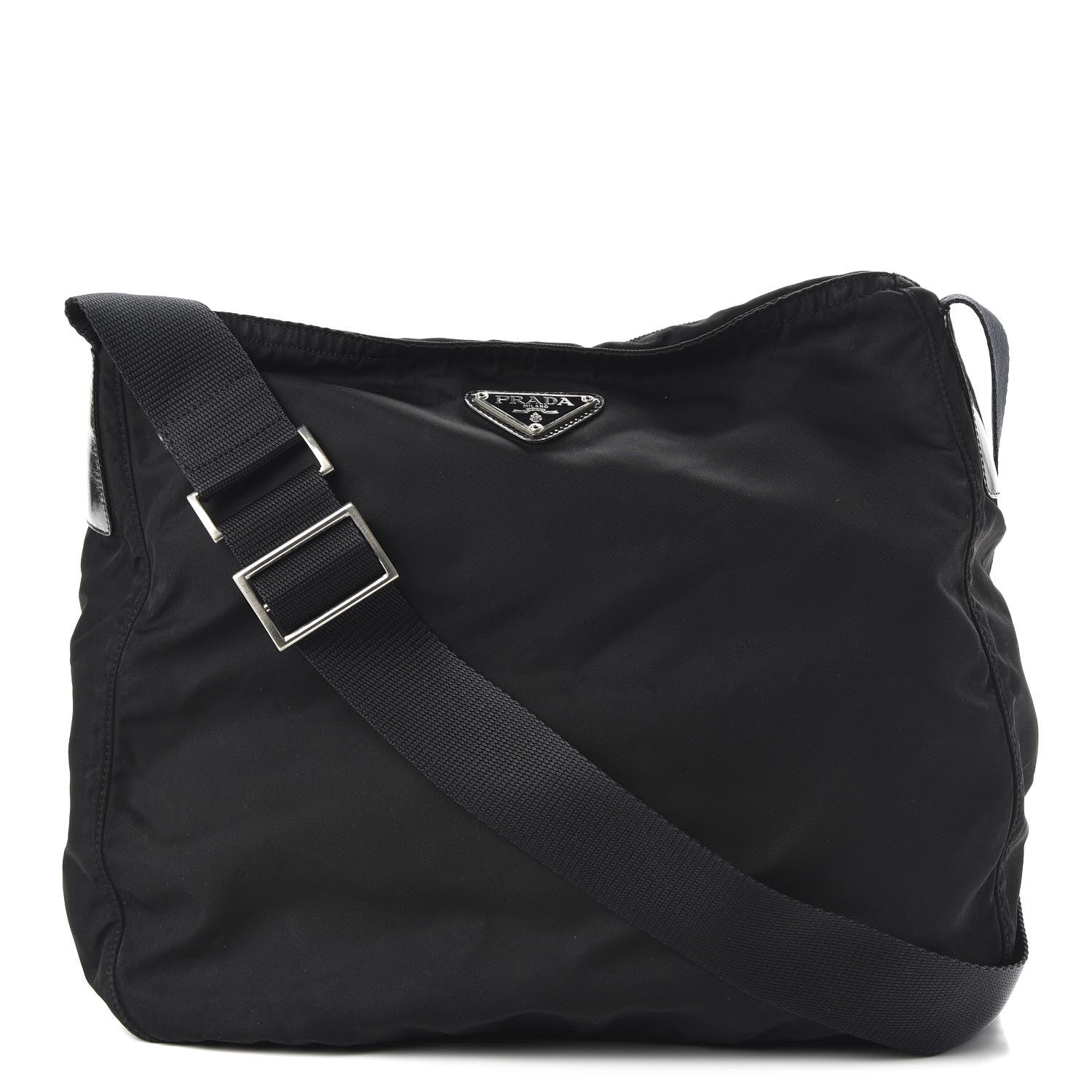Prada Nylon Flat Messenger Bag Black 1 of 9