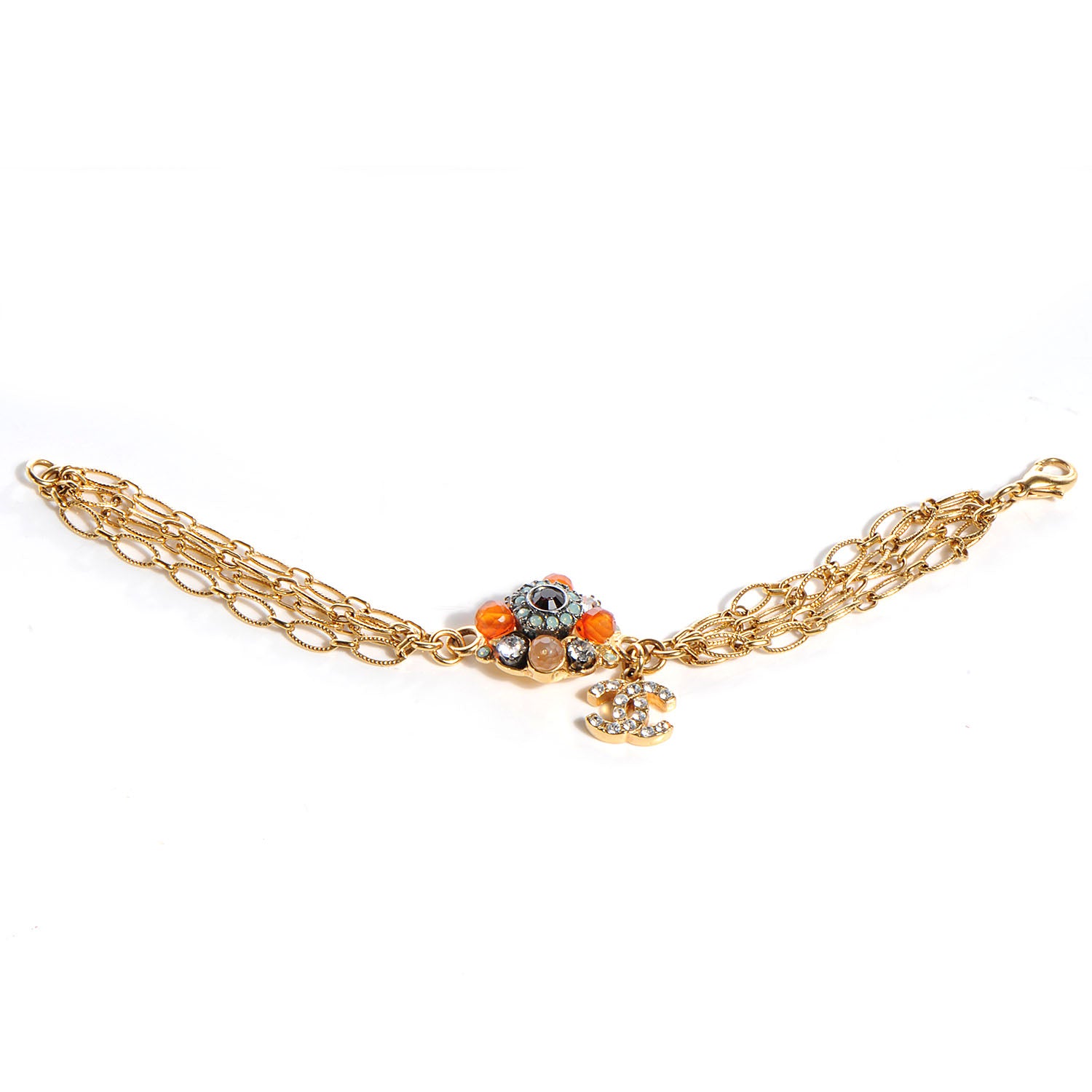 Chanel Jeweled CC Chain Bracelet Gold 3 of 5