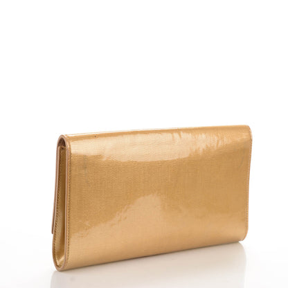 Saint Laurent Patent Textile Large Belle De Jour Clutch Beige 3 of 6