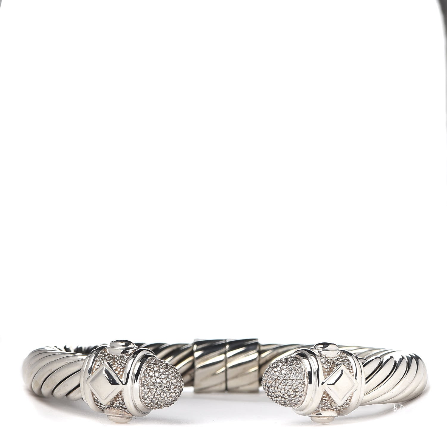 David Yurman Sterling Silver Diamond 10mm Renaissance Bracelet 1 of 5