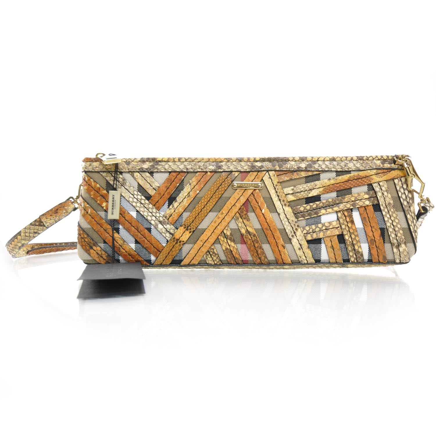 Burberry Python House Check Stitched Bridle Clutch Bag 1 of 9