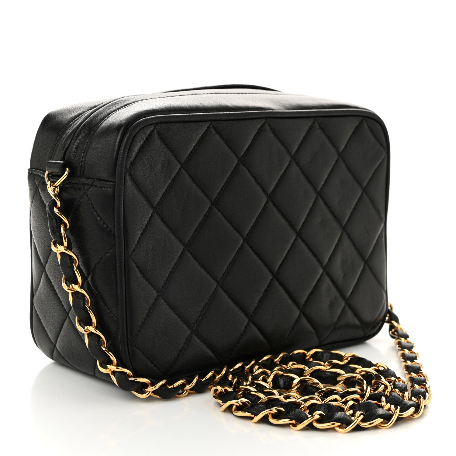 Chanel Lambskin Quilted Flap Camera Tassel Case Black 3 of 12