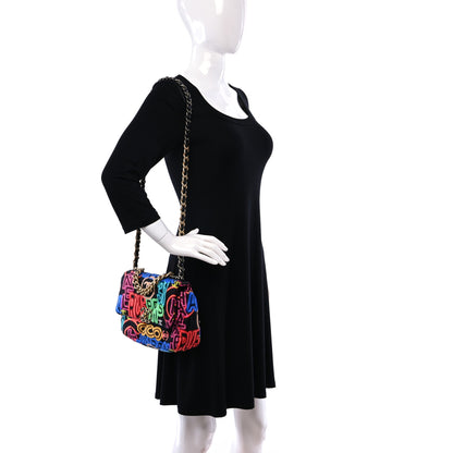 Chanel Fabric Printed Medium Chanel 19 Flap Black Multicolor 2 of 9