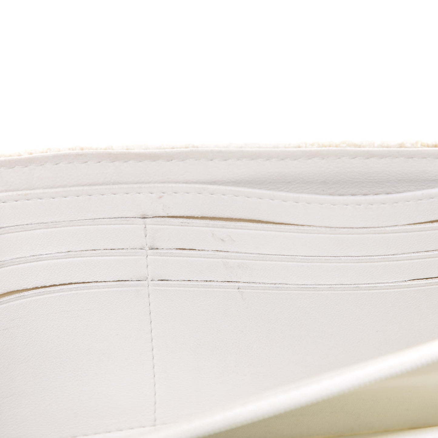 Tweed Quilted Zip Flap Wallet White