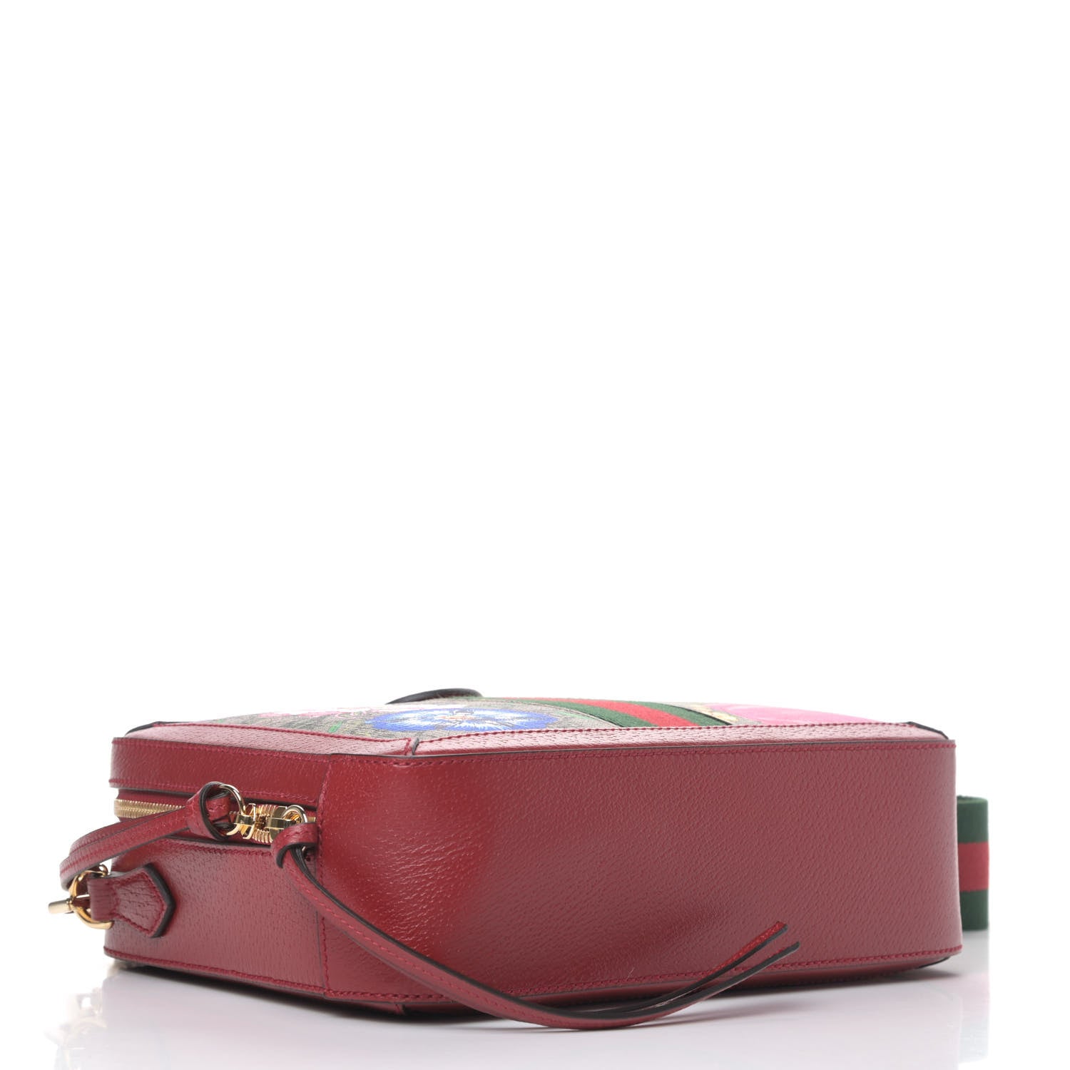 Gucci GG Supreme Monogram Flora Web Small Ophidia Top Handle Shoulder Bag Hibiscus Red 3 of 4