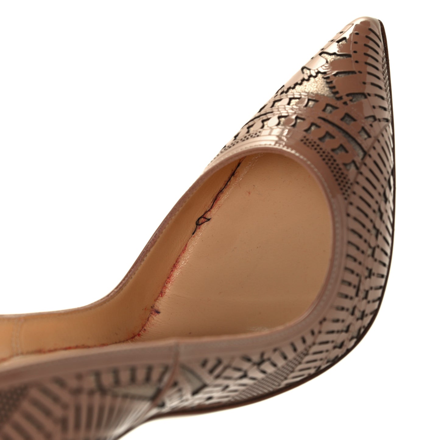 Patent Suede Burma Laser Cut Kristali 120 Pumps 36 Nude