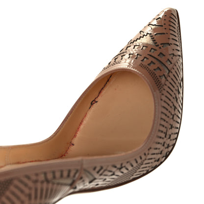 Christian Louboutin Patent Suede Burma Laser Cut Kristali 120 Pumps 36 Nude 10 of 10