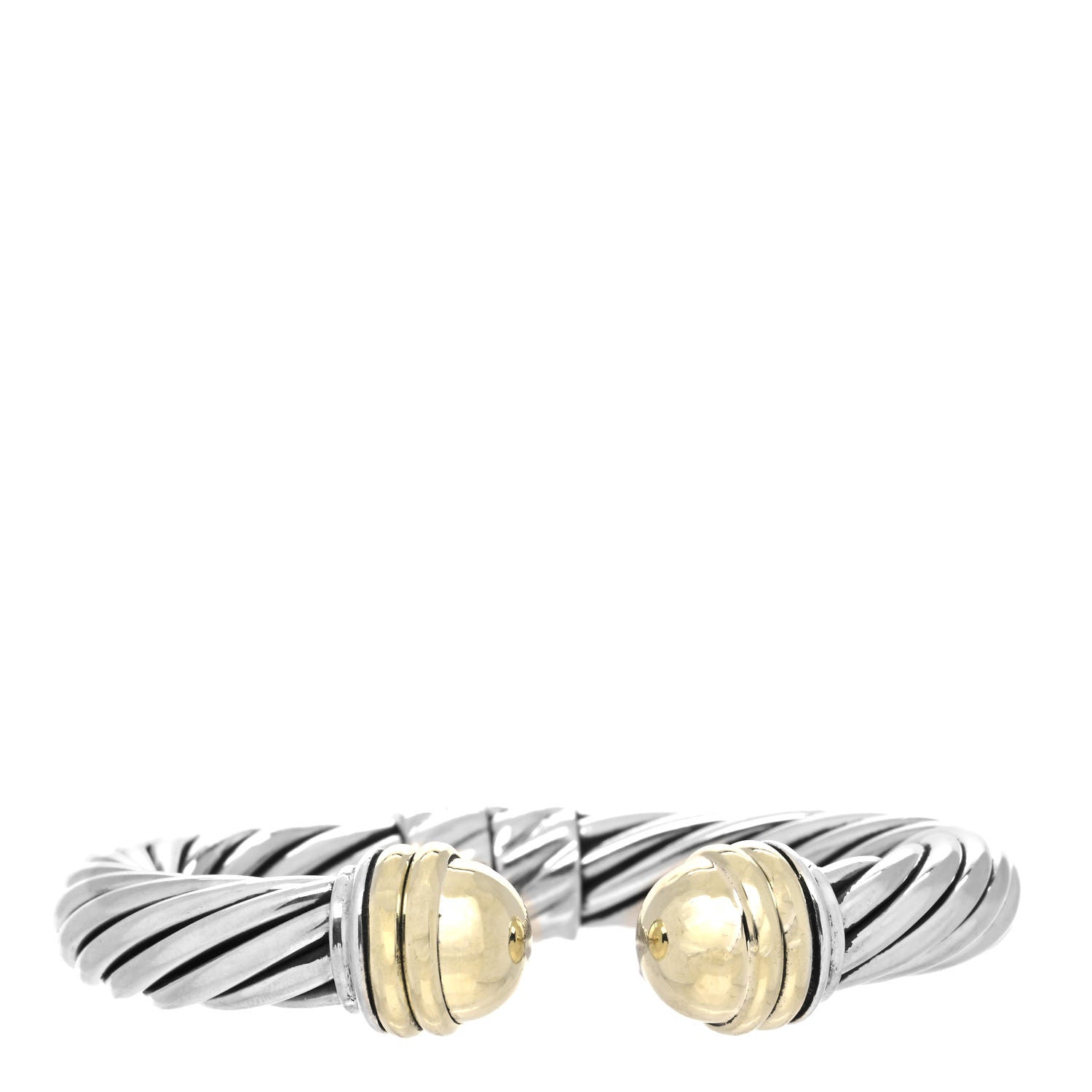 David Yurman Sterling Silver 14K Yellow Gold 10mm Cable Classics Bracelet 1 of 4