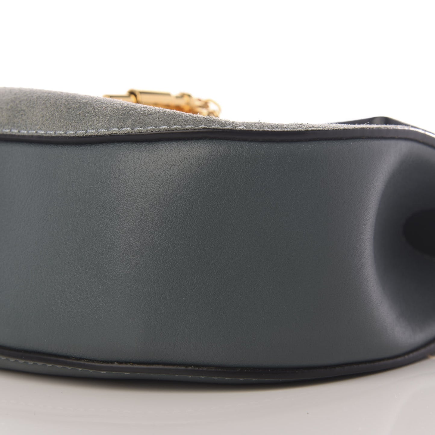 Suede Smooth Calfskin Drew Shoulder Bag Cloudy Blue