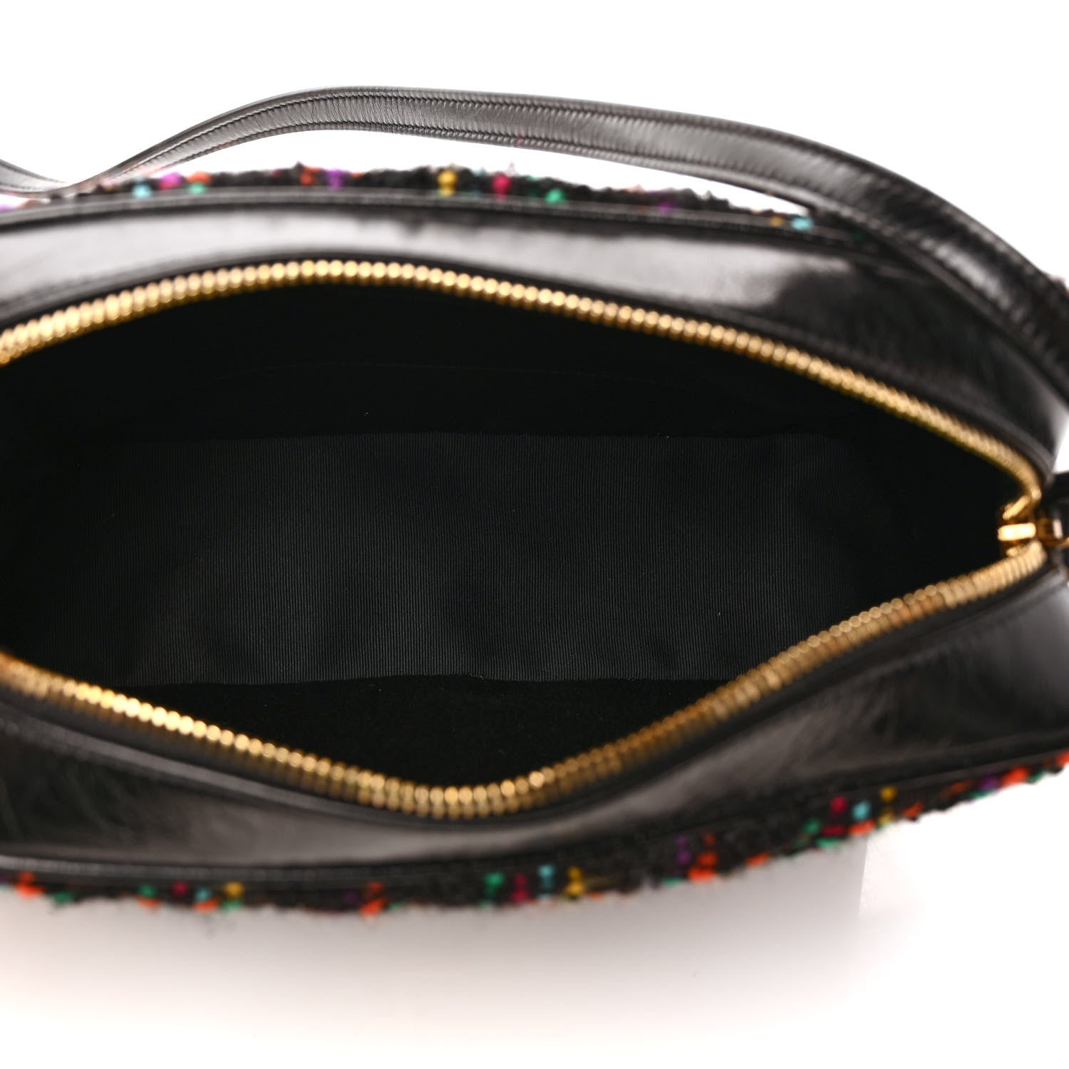 Saint Laurent Tweed Calfskin Monogram Lou Camera Bag Black 5 of 9