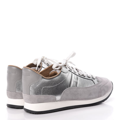 Hermes Metallic Epsom Suede Mens Trail Sneakers 43 Argent Grey 4 of 7