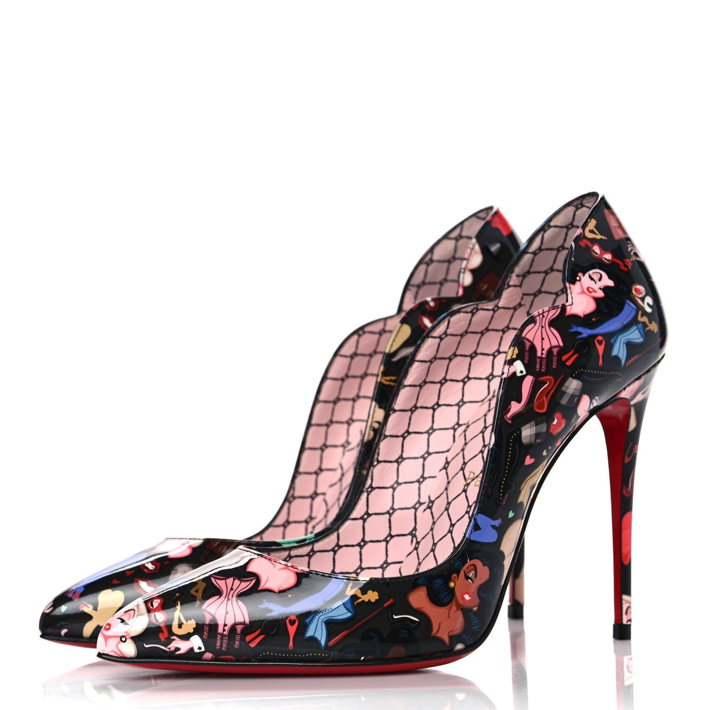 Patent Bored Lin Resille Hot Chick 100 Pumps 37 Black Multicolor