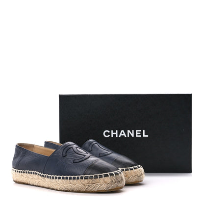 Chanel Lambskin CC Espadrilles 35 Navy Black 11 of 11