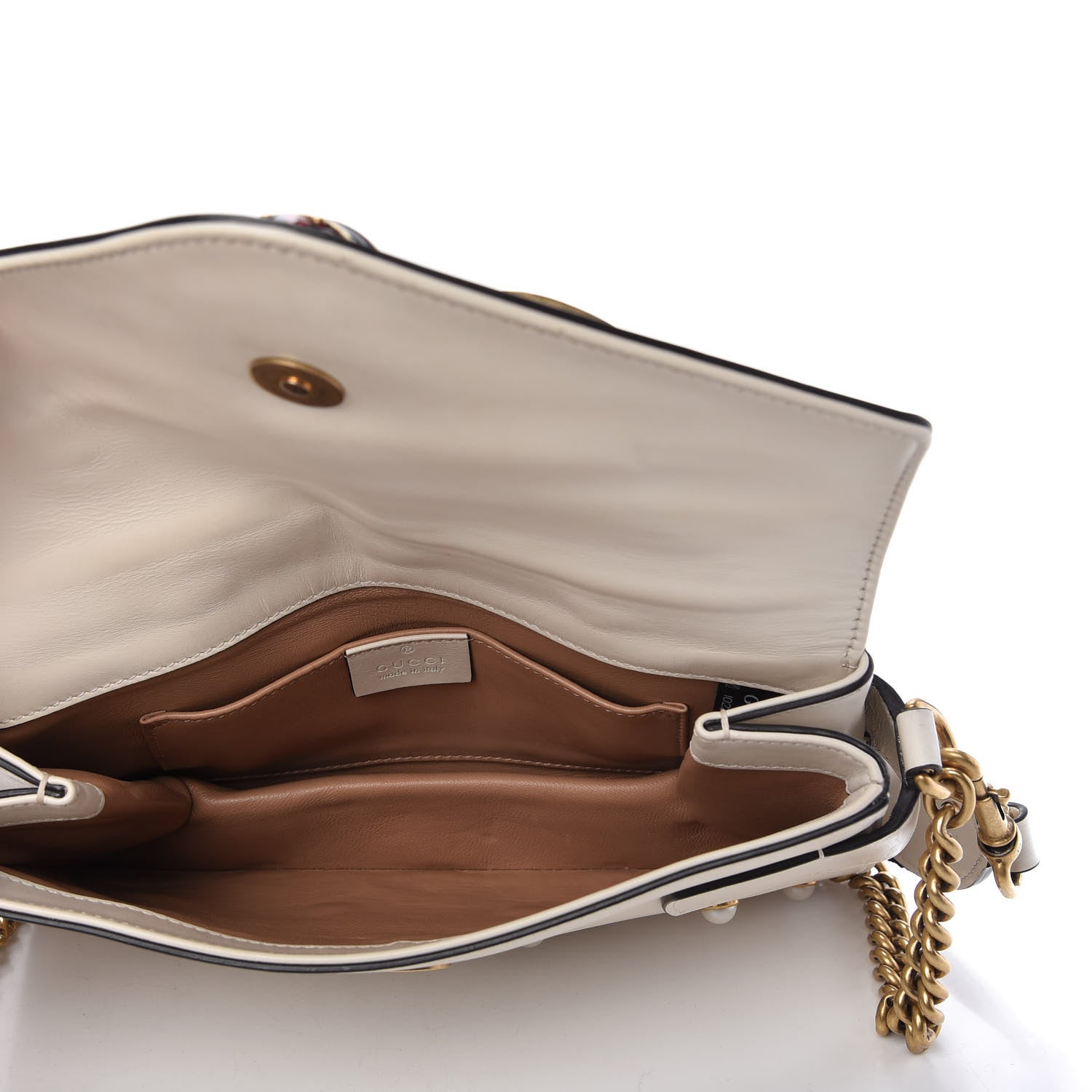Gucci Nappa Pearl Studded Mini Queen Margaret Broadway Shoulder Bag Mystic White 5 of 10