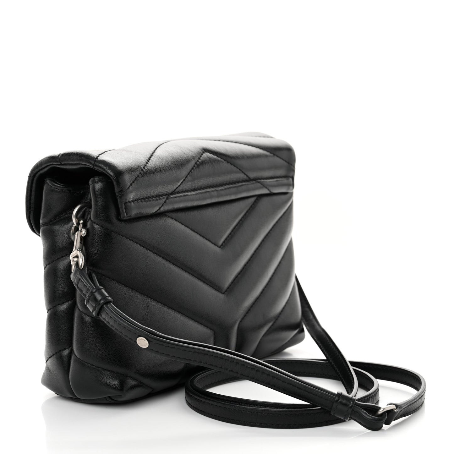 Calfskin Y Quilted Monogram Toy Loulou Crossbody Bag Black
