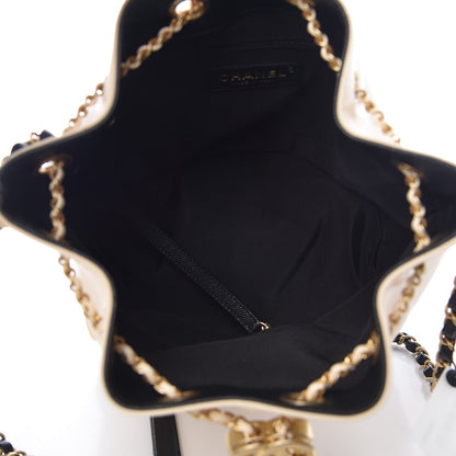 Chanel Lambskin Caviar Lovely Chains Drawstring Bag Beige Black 5 of 8