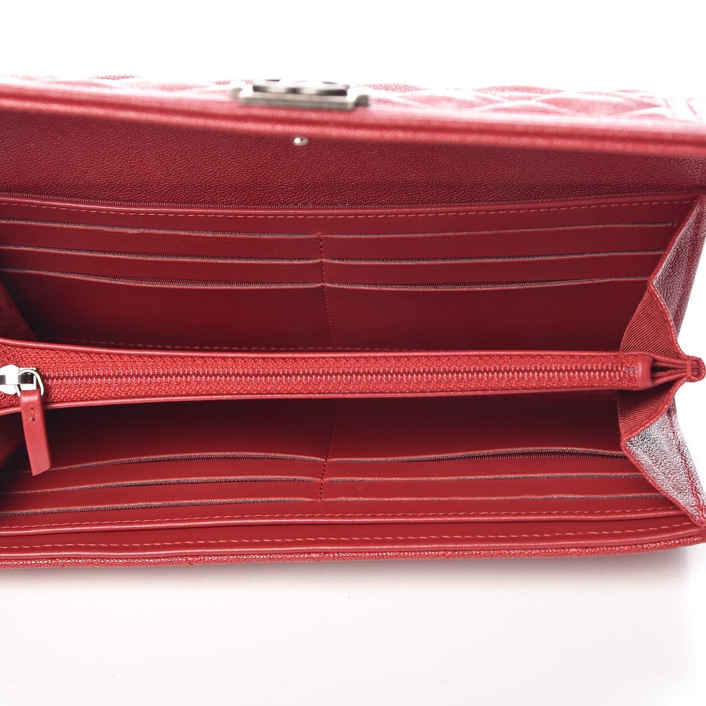 Caviar Quilted Boy Flap Wallet Red