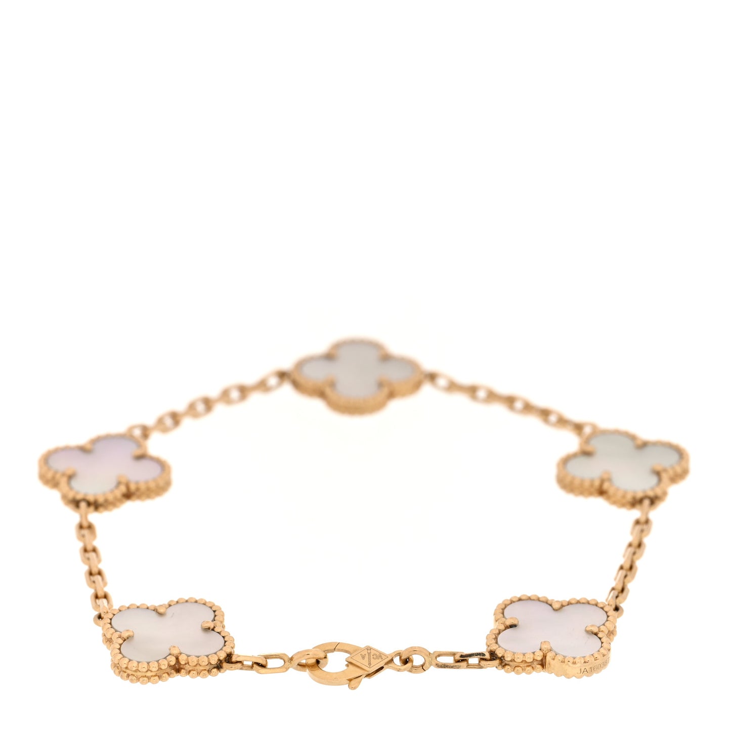 18K Yellow Gold Mother of Pearl 5 Motifs Vintage Alhambra Bracelet