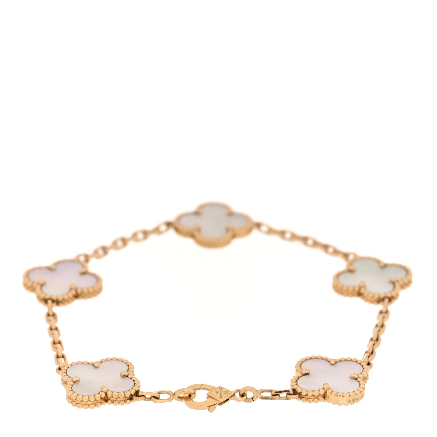 Van Cleef & Arpels 18K Yellow Gold Mother of Pearl 5 Motifs Vintage Alhambra Bracelet 2 of 3