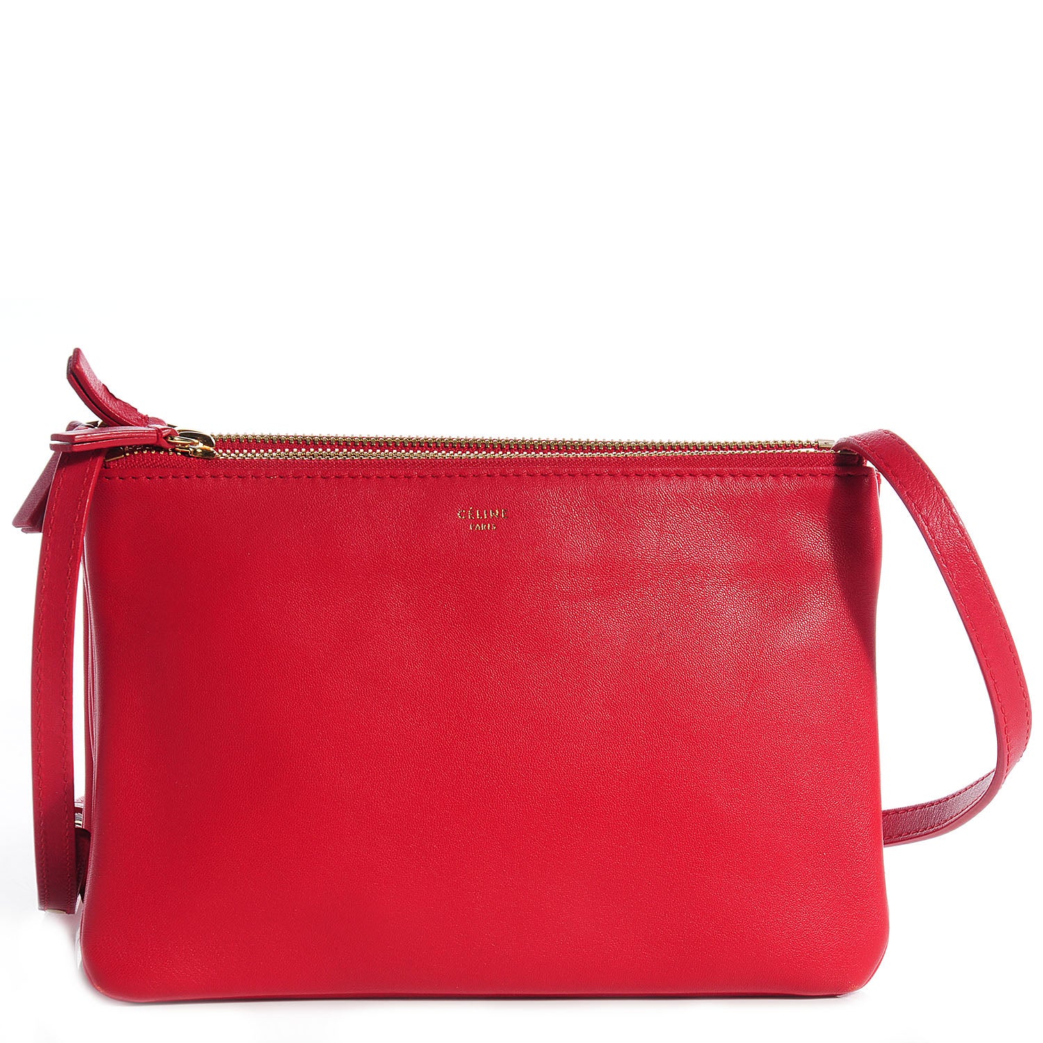 Celine Lambskin Small Trio Crossbody Bag Vermillion 1 of 8