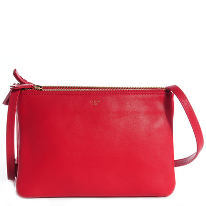 Celine Lambskin Small Trio Crossbody Bag Vermillion 1 of 8