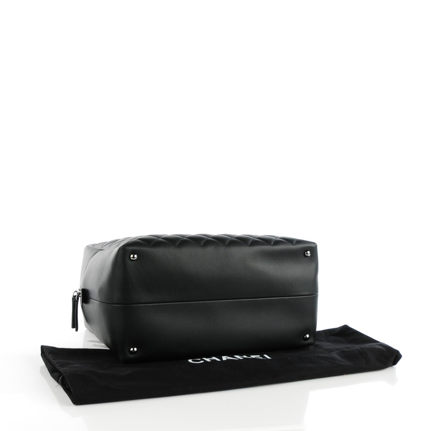 Calfskin Quilted Feather Weight Bowling Bag Black