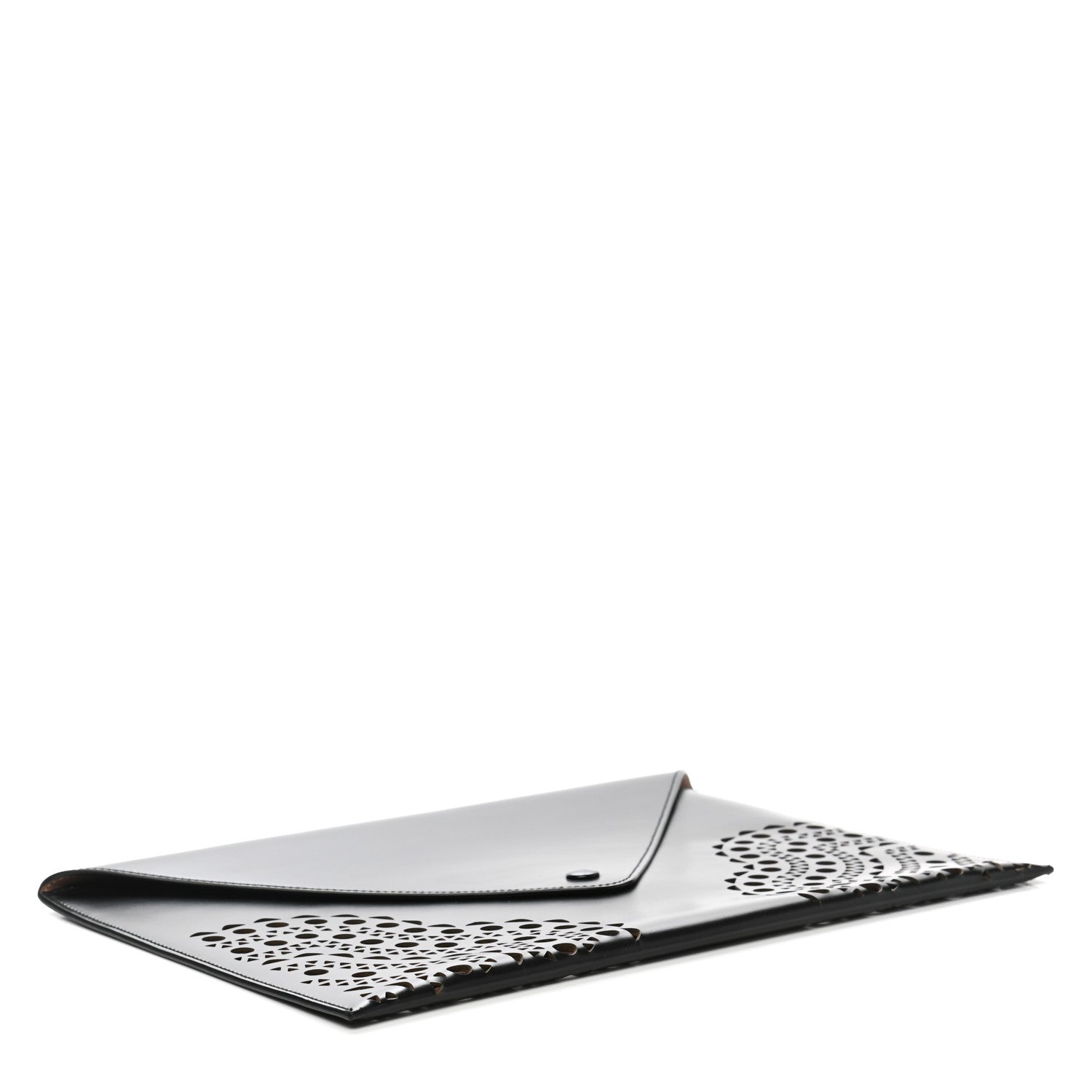 Alaia Calfskin Laser Cut Envelope Clutch Black 4 of 7