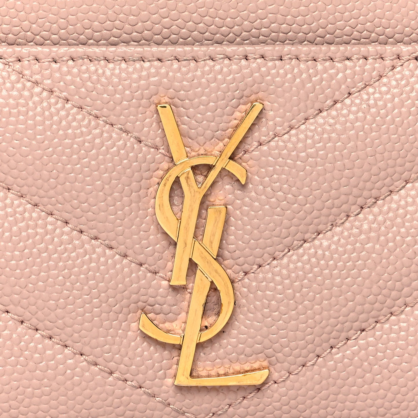 Grain De Poudre Matelasse Chevron Monogram Credit Card Case Pale Pink