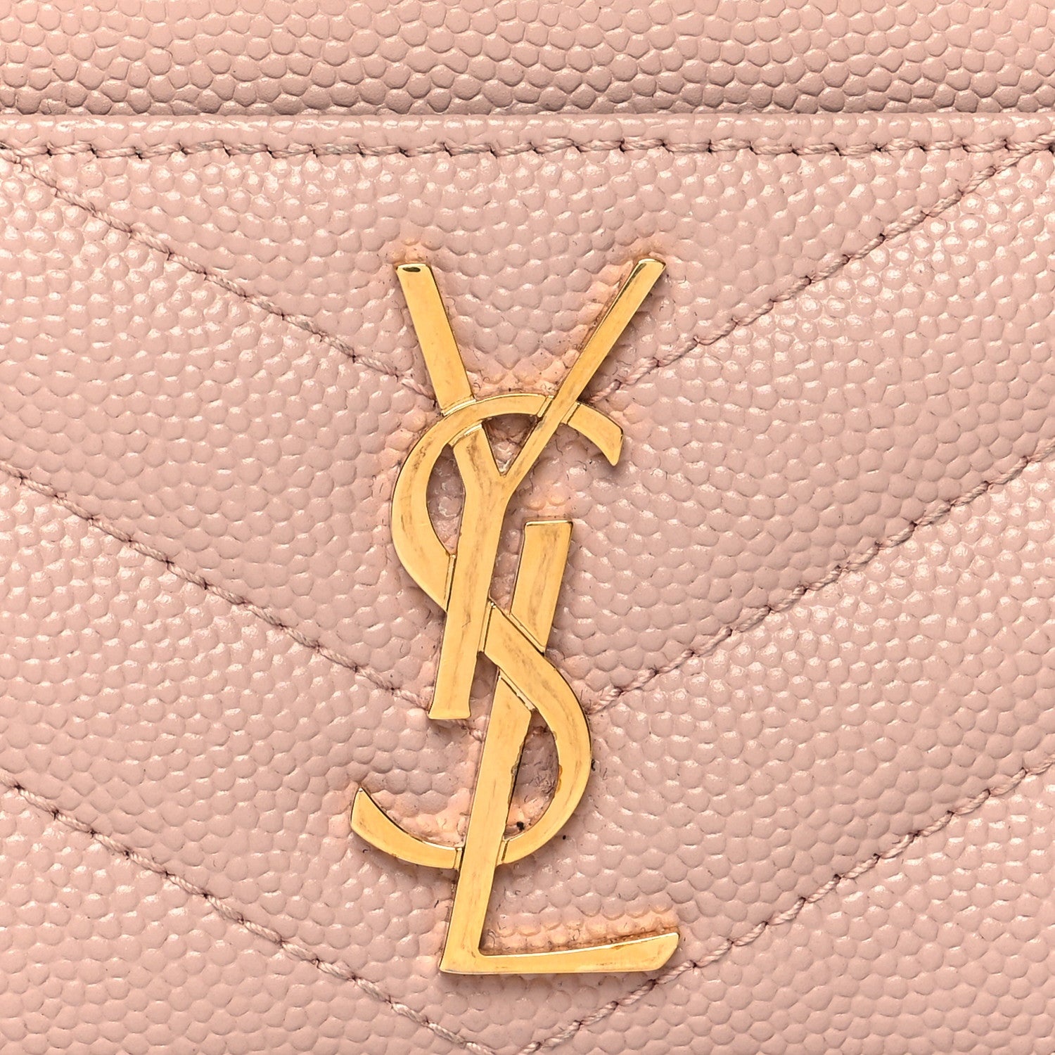 Saint Laurent Grain De Poudre Matelasse Chevron Monogram Credit Card Case Pale Pink 8 of 8