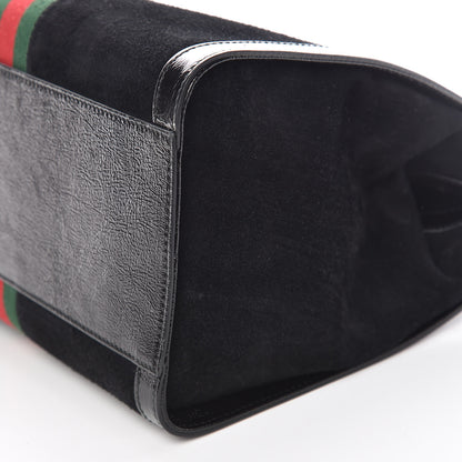 Gucci Suede Patent GG Web Medium Ophidia Tote Bag Black 9 of 12
