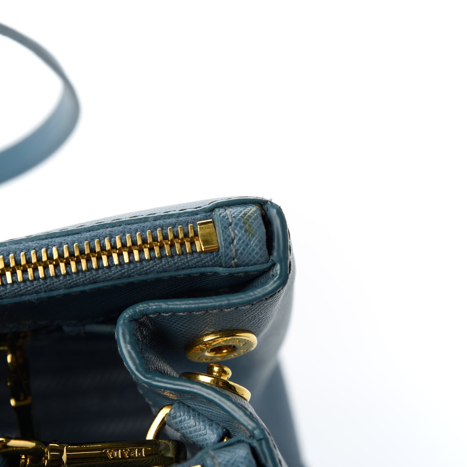 Prada Saffiano Small Galleria Double Zip Tote Aviazione 12 of 14