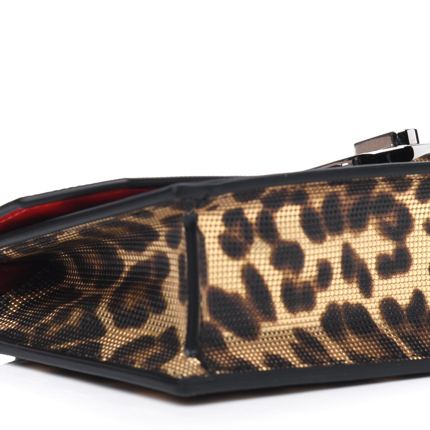 Metallic Calfskin Coins Leopard Print Small Elisa Baguette Gold Silver